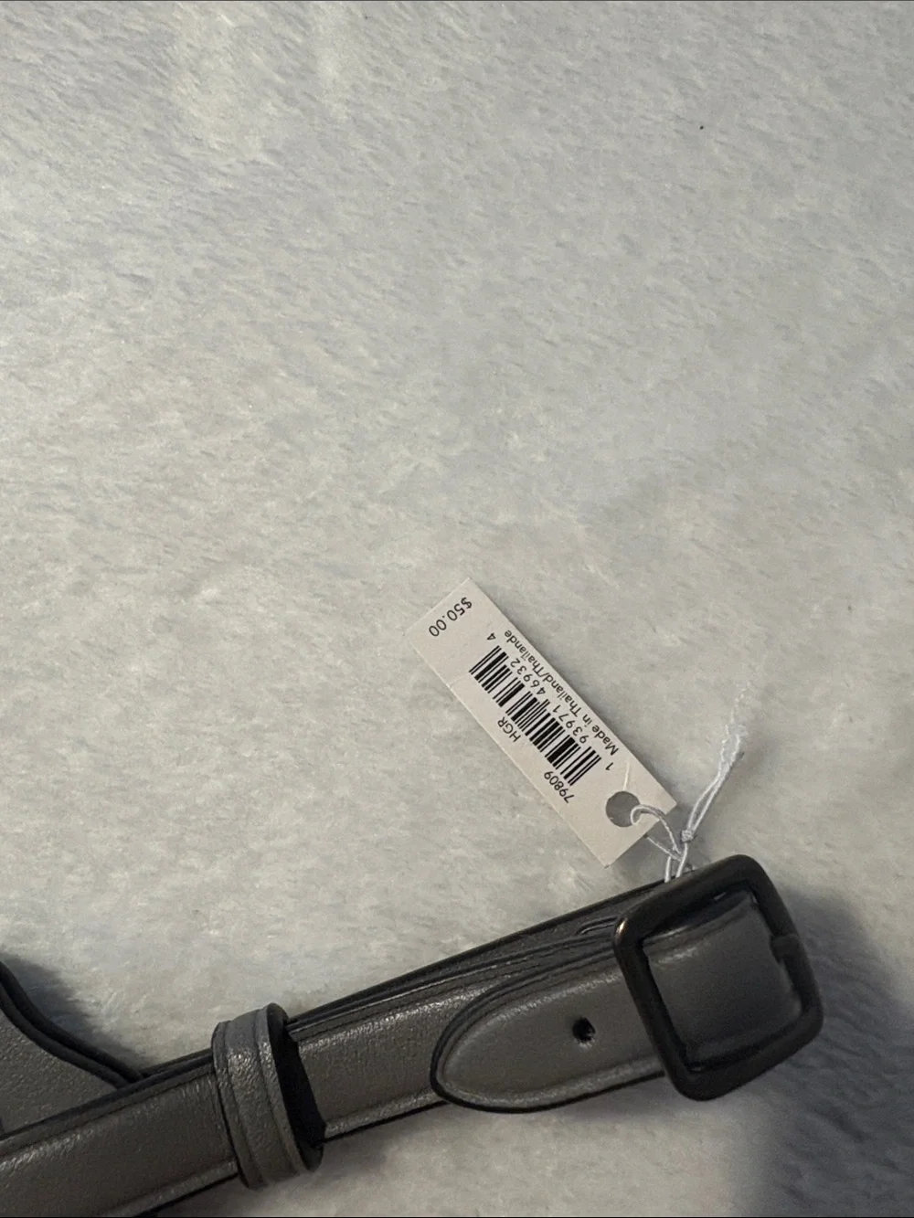 Coach Gray Leather Luggage Tag with Strap
